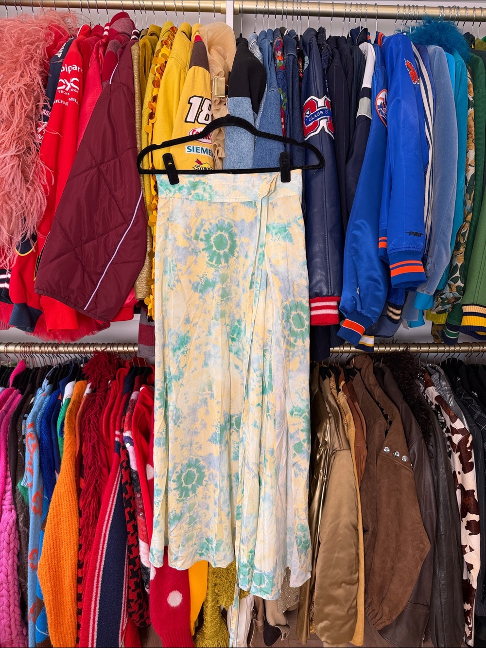 The West Side Tie-Dye Silk Maxi Skirt - Yellow & Blue